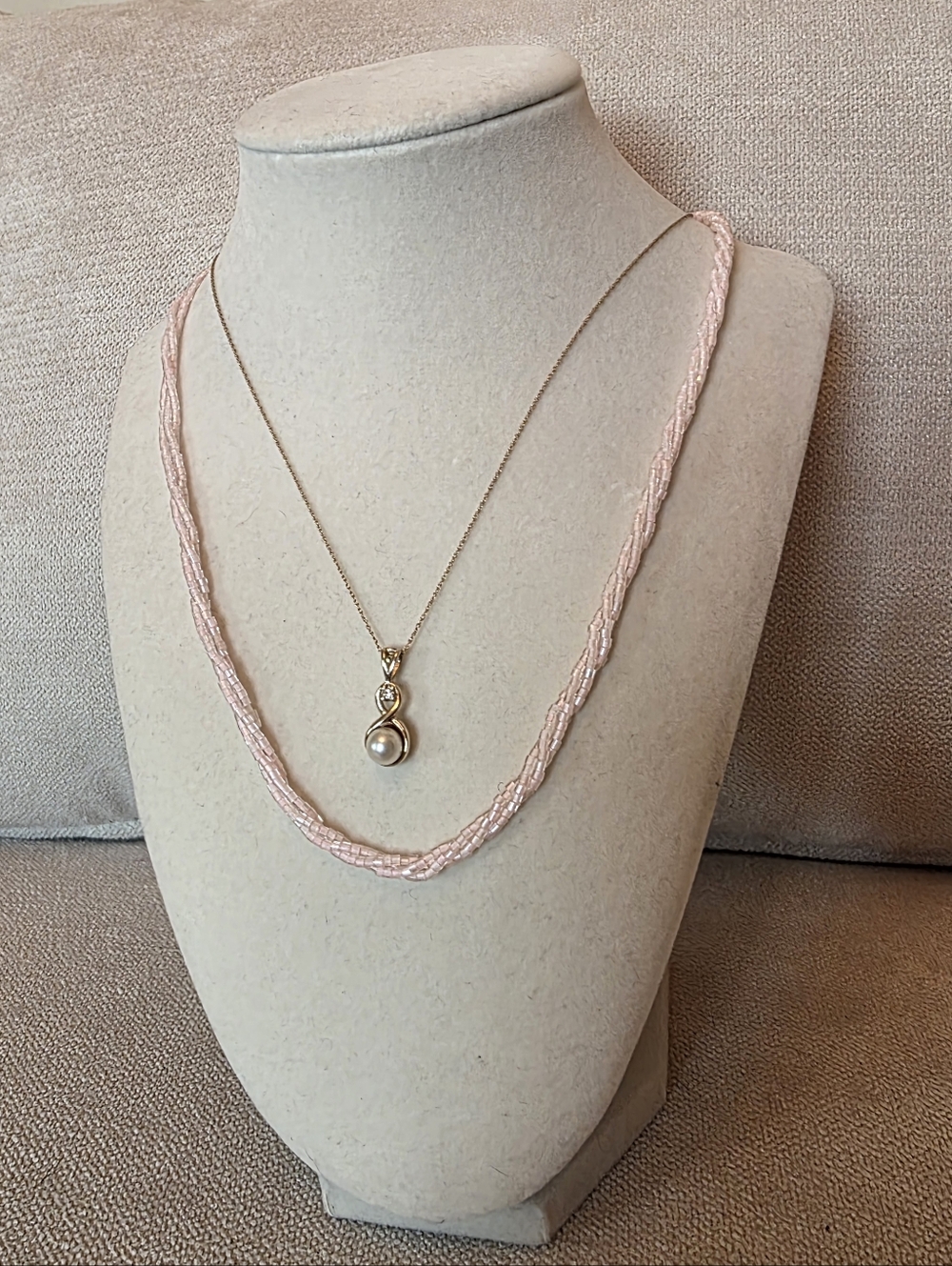 Nolan Miller Pink Beaded Necklace Multi Strand Seed Bead Blush - Picture 3 of 9